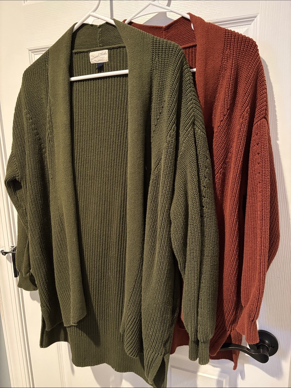 Universal Thread Open-Front Cardigan Sweater Bundle in Olive and Rust
